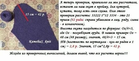 Расчет вязания рукава спицами