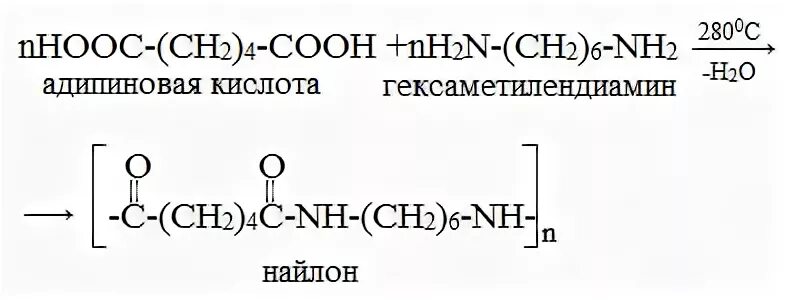 Реакция получения n2. Получение нейлона реакция. Полиамид 6 6 формула. Нейлон формула полимера. Реакция поликонденсации адипиновой кислоты.