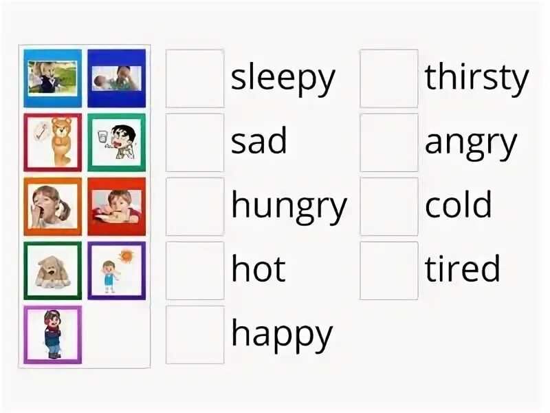 Happy Sad hungry thirsty hot Cold упражнения. Angry hungry thirsty tired. Happy Sad hot Cold Worksheet. Hot Cold hungry thirsty.