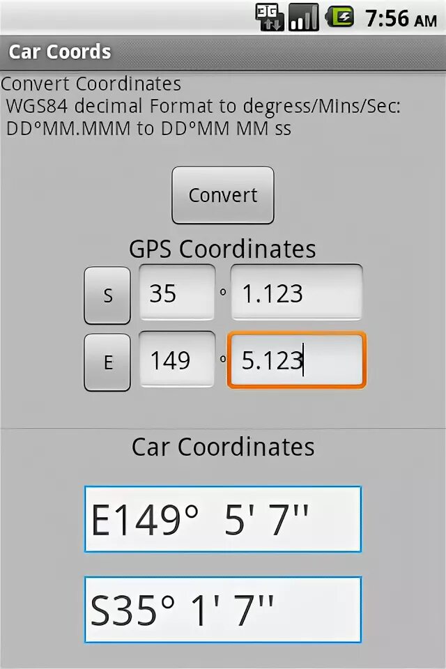Convert coordinates. Convert coordinates