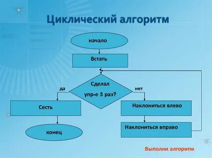 Приведите пример циклического алгоритма из повседневной жизни