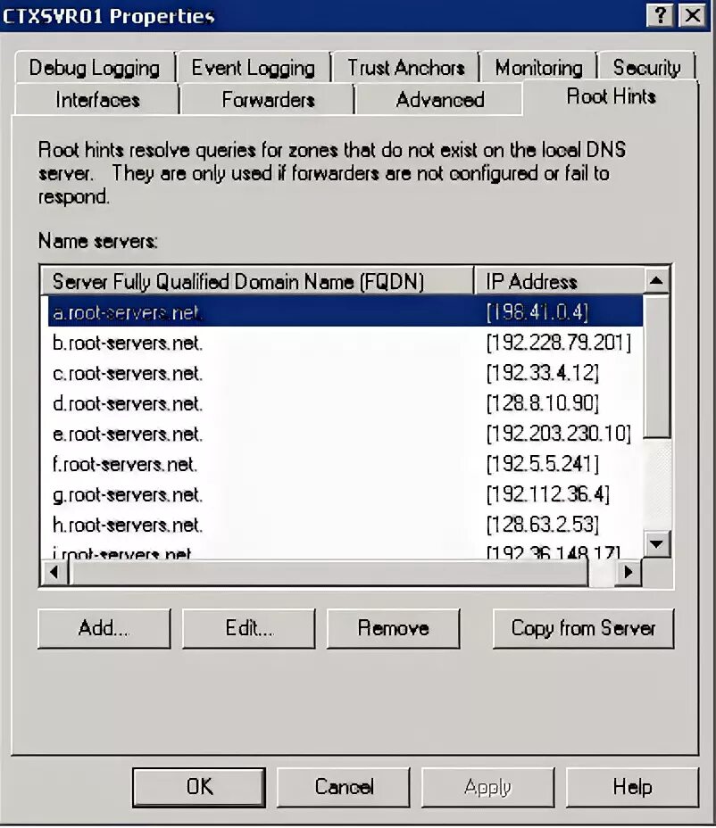 Root server. Windows server dns. вкладка root hints windows server. root servers. root domain.