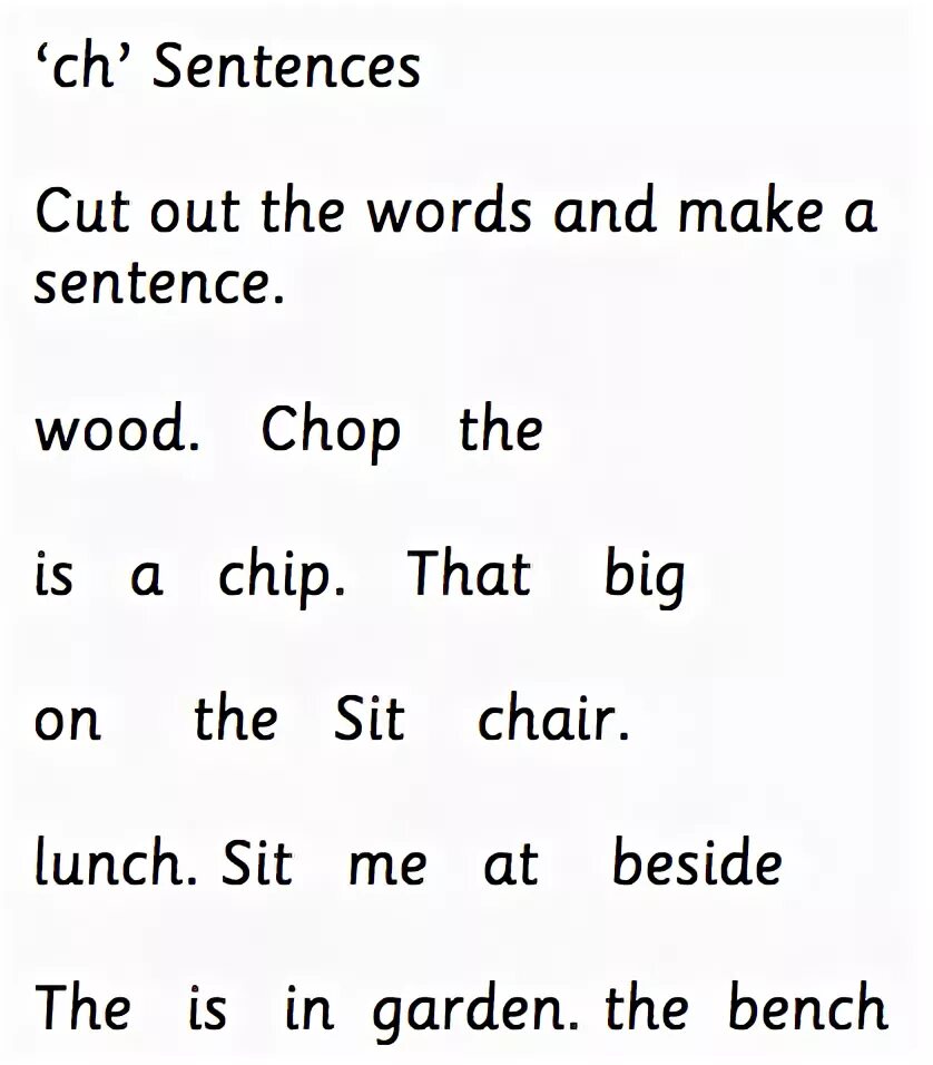 Create sentences with the words. Ch sound. make sentences sound. ch words.
