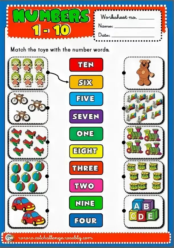 Match the times to the numbers