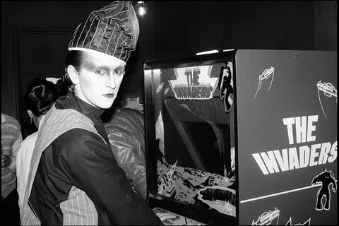 Musician Steve Strange plays an arcade game at Club Hell in London in 1980....