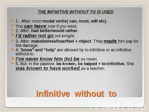 2 infinitive without to