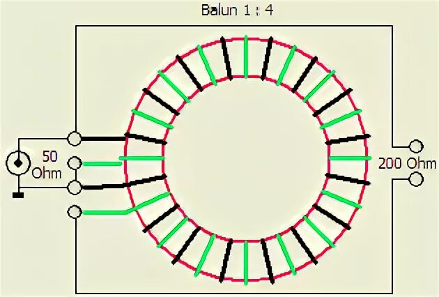 Трансформатор балун 1 к 1. Согласующий трансформатор для антенны 75 ом. Балун 1 1 на ферритовом кольце. Согласующий трансформатор 300-50 ом.