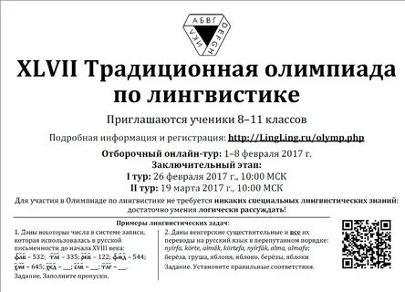 Результаты лингвистической олимпиады