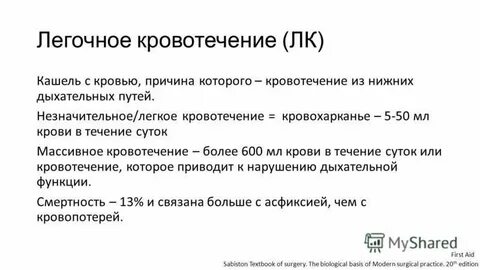 Легочное кровотечение код