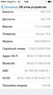 Данные айфона 5s