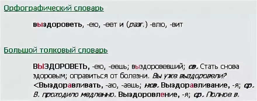 Как писать выздоровишь или выздоровеешь