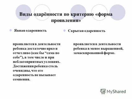 Форма проявления одаренность