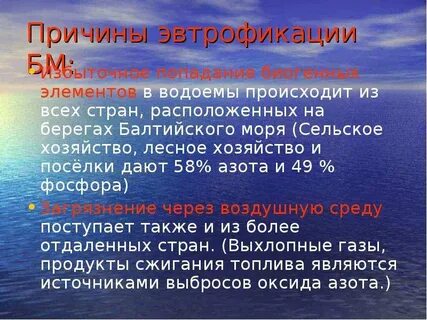 Экологические проблемы балтийского моря и их решение