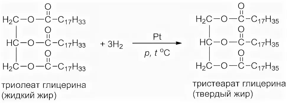Гидрирование жира триолеата. Реакция гидрирования триолеата. Структурная формула триолеата. Гидрирование жира-триолеат глицерина. Глицерин и вода реакция