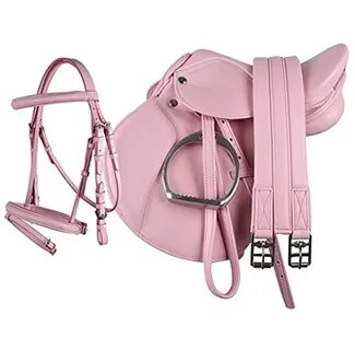 Equipride Pony-Power-Sattel aus Kunstleder, 33 cm, komplett-Set in Pink, ro...