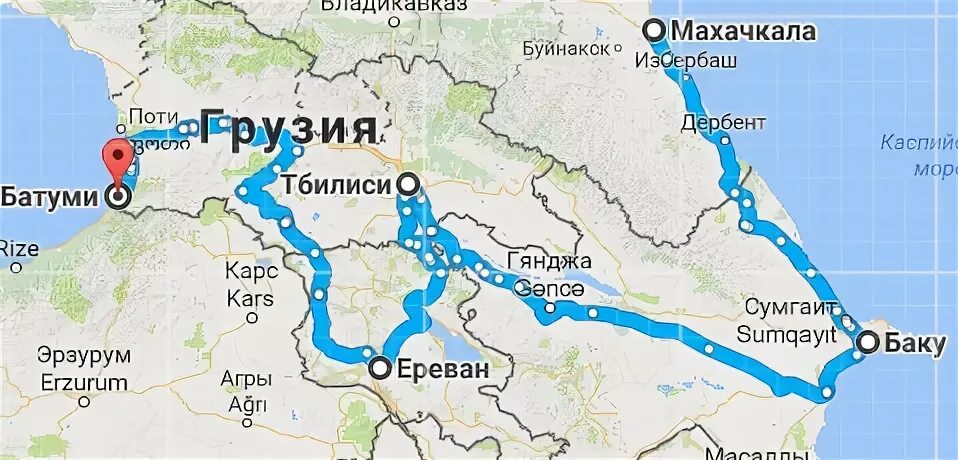 Сколько км до баку