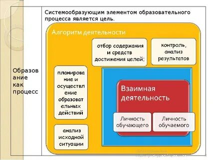 В целостном процессе обучения системообразующими понятия выступают