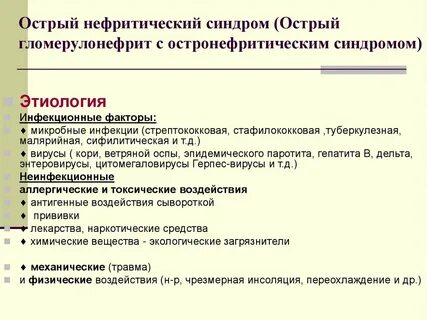 Основные синдромы гломерулонефрита