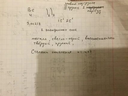 Характеристика бериллия по плану 9