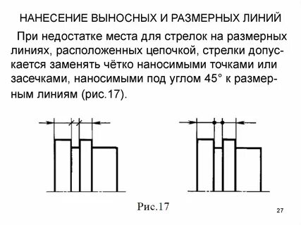 Выносные линии выходят за размерные