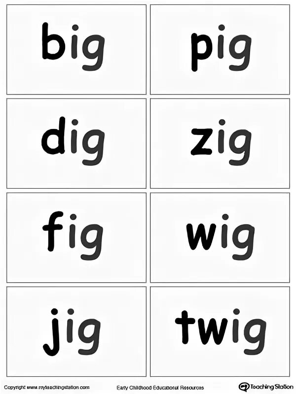 Flashcards word. Ig family words. og word family. flashcards - word families. phonics og.