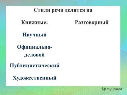 Стили речи делятся