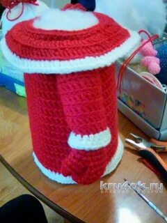 Дед мороз на бутылку крючком