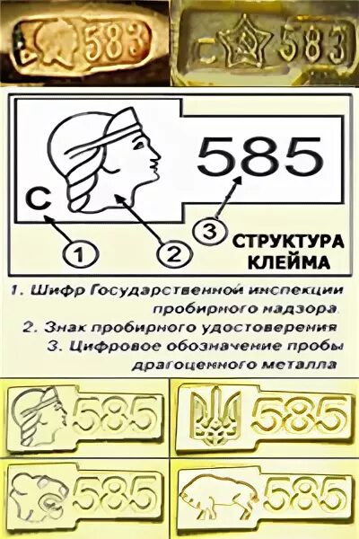 Пробы золота в казахстане. Золото 585 пробы клеймо изготовителя. Клеймо на золоте 585 пробы. 585 Проба СССР. Клеймо на золоте 583 пробы.