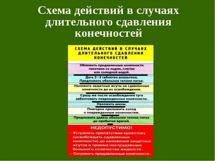 Оказание помощи при сдавливании конечности