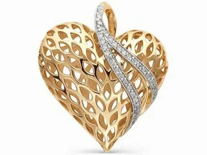 Золотое сердце с бриллиантом