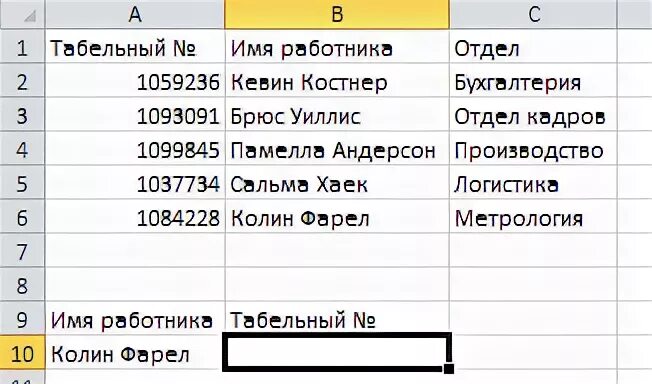 Номер сотрудника
