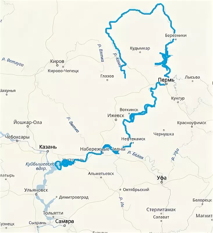 Где протекает река кама. Где протекает река кама