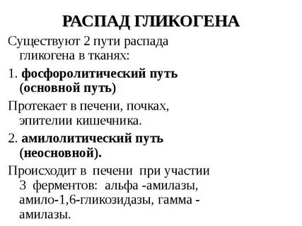 Расщепление гликогена в печени