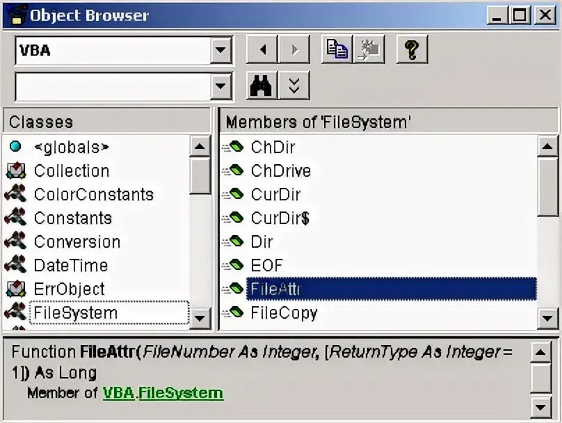 Object browser. Object browser