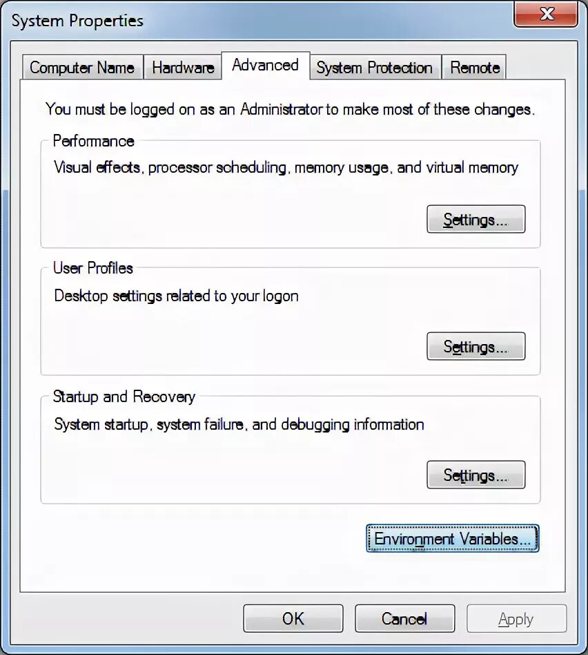 System properties. System properties