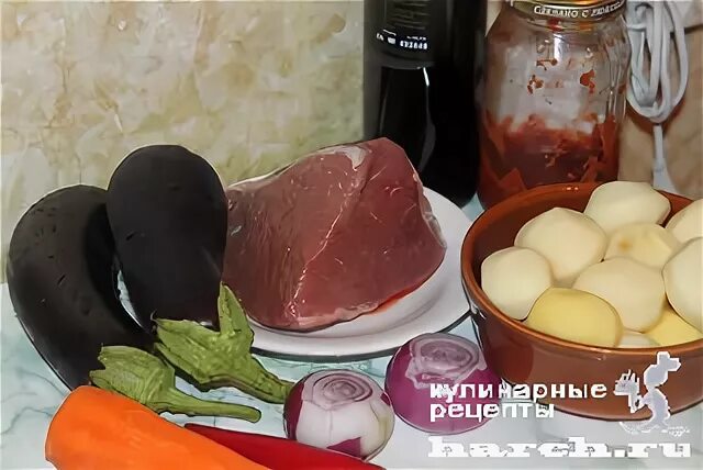 Картофель с мясом баклажанами