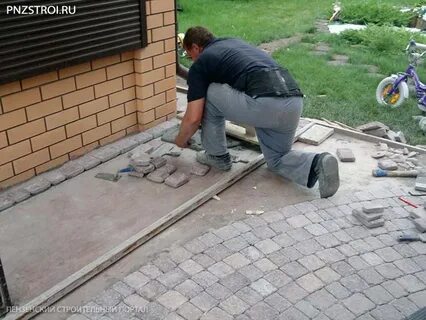 Тротуарная плитка на отмостку как уложить