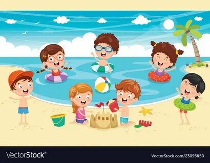 Children go to the beach