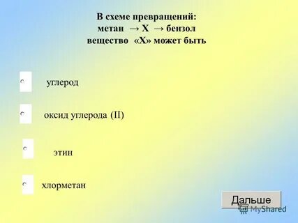 Схема превращения метана
