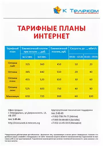 Телек тарифы