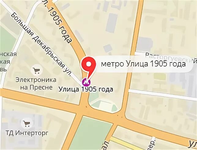 Метро 1905 маршрут. Метро 1905 маршрут