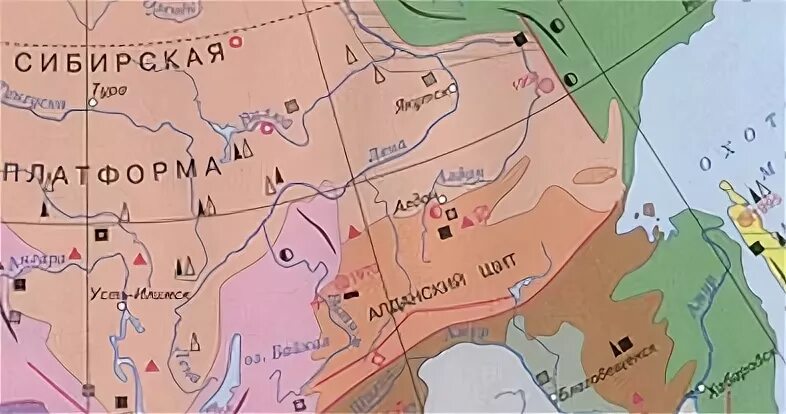 Расположения щитов алданский анабарский