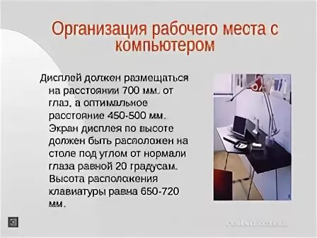 Условия организации рабочего места