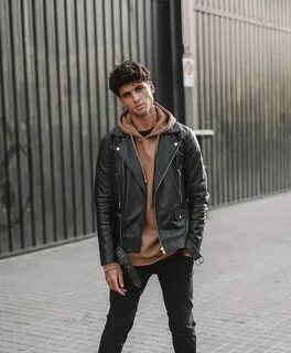 Black Leather Biker Jacket, Leather Jacket Outfits, Leather Men, Teen...