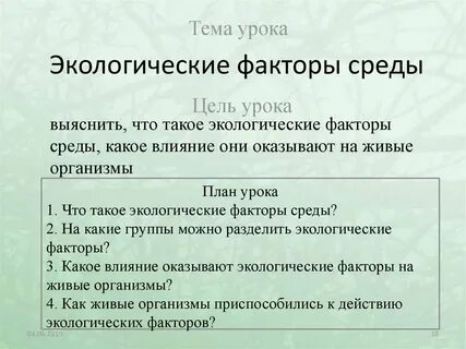 5 факторы среды