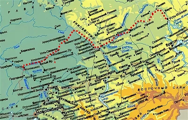 Река кеть на карте