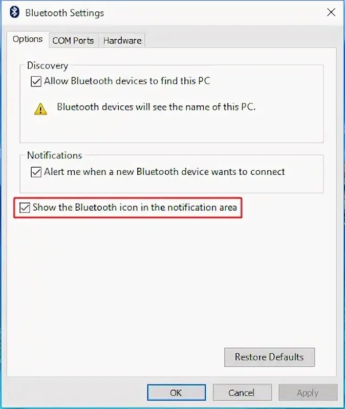 Bluetooth settings