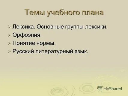 Лексика план