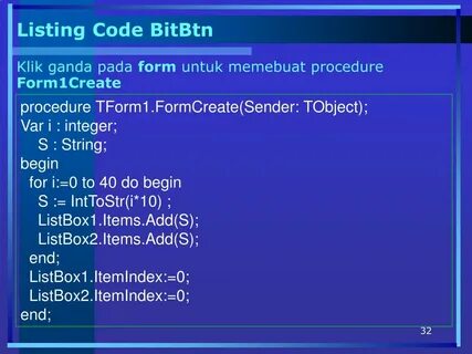 Listing code