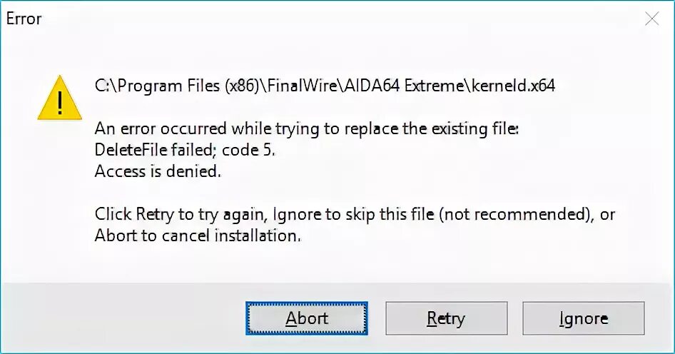 Failed to access files. Err 064.